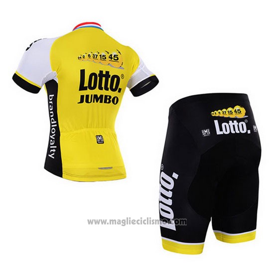 2016 Abbigliamento Ciclismo Lotto NL Jumbo Bianco e Giallo Manica Corta e Salopette
